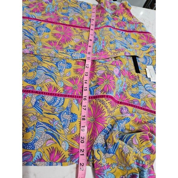 Anthropologie Small Floral Boho Pink Print Fleece Button-Down PJ Top or Blouse - Picture 11 of 11